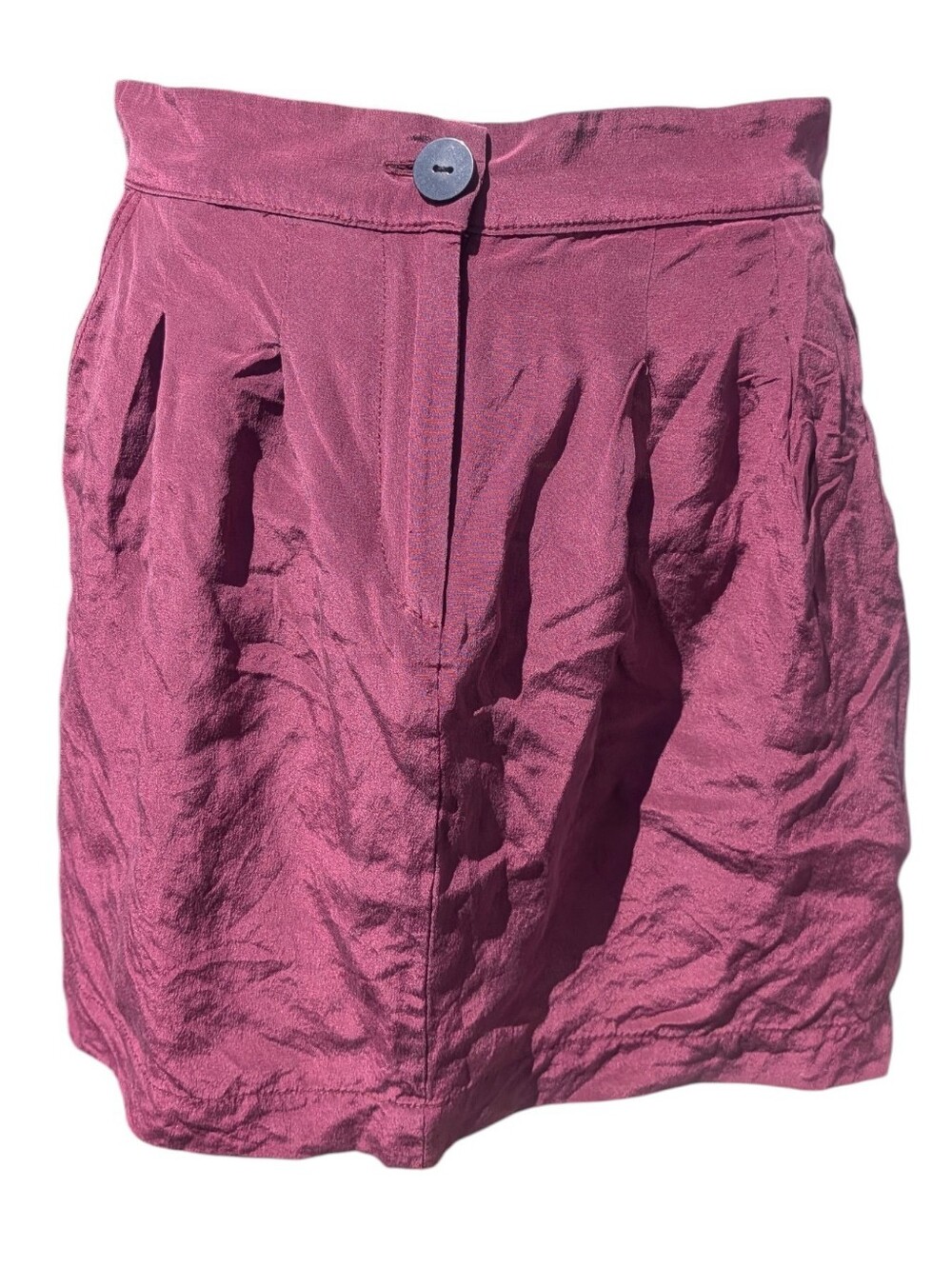 MYNE Ashley Ann 100% Silk Berry Utility Mini Skirt Size 4 Made in LA